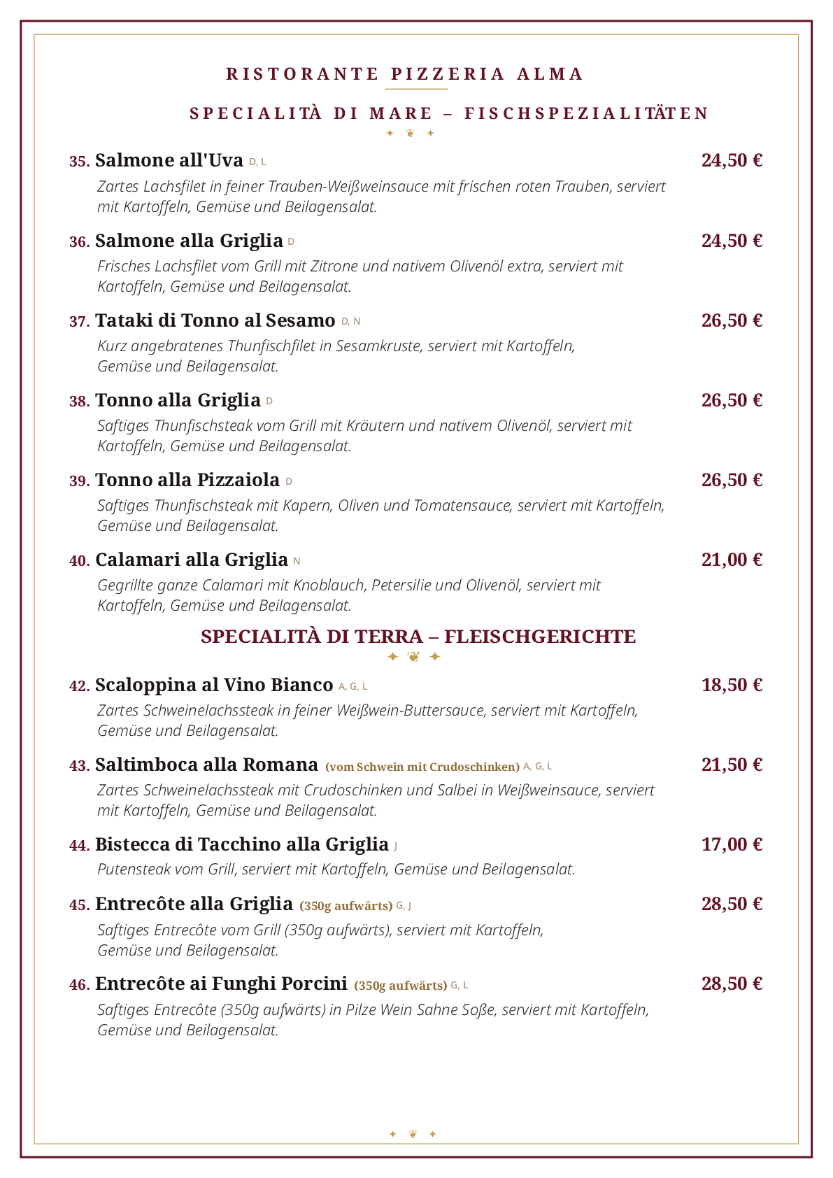 Speisekarte Ristorante Pizzeria Alma Seite-4 Speisekarte Ristorante Pizzeria Alma, Rosengasse 6, 74336 Brackenheim