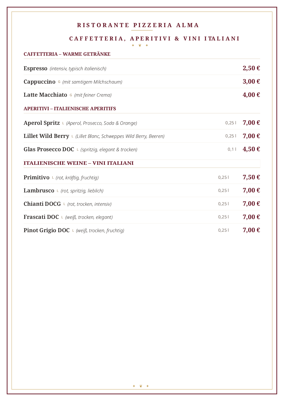 Speisekarte Ristorante Pizzeria Alma Seite-7 Speisekarte Ristorante Pizzeria Alma, Rosengasse 6, 74336 Brackenheim