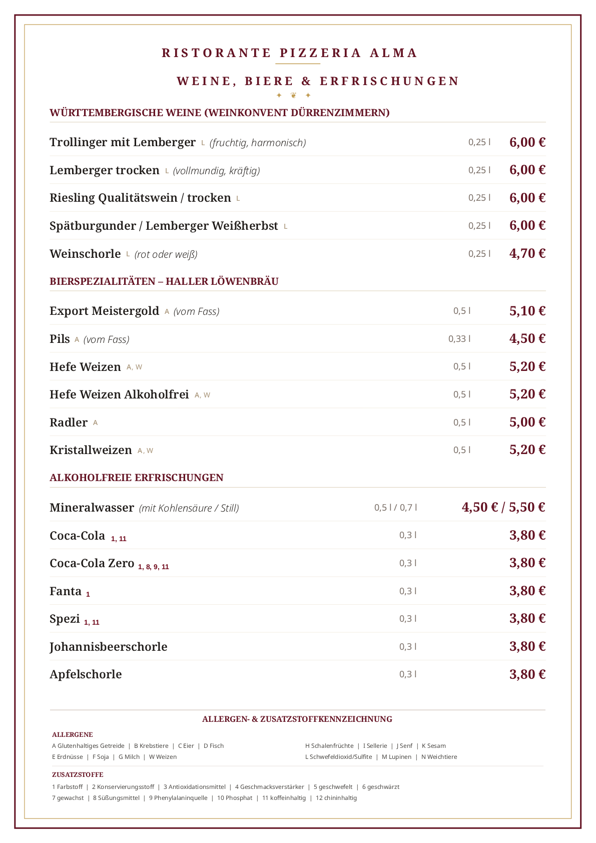 Speisekarte Ristorante Pizzeria Alma Seite-8 Speisekarte Ristorante Pizzeria Alma, Rosengasse 6, 74336 Brackenheim
